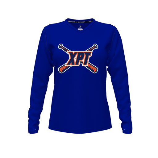 [FTLVCFRY-FYXS-LOGO1] Decker Comfort T-Shirt (Female Youth XS, Royal, V Neck, Logo 1, Long Sleeve)